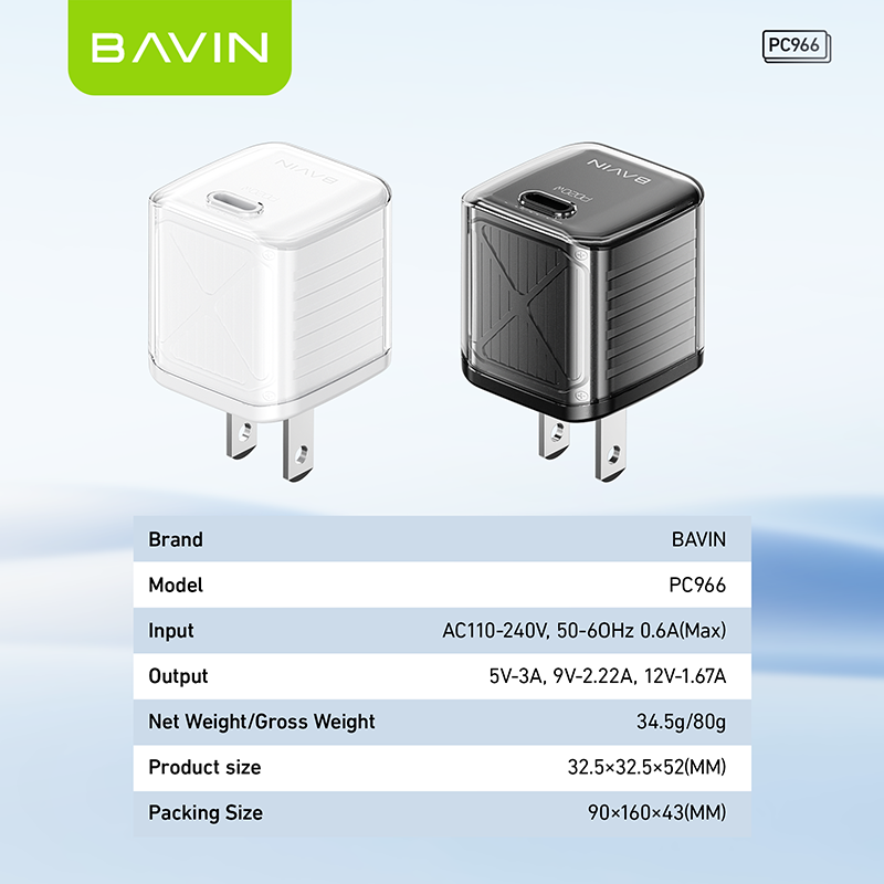 BAVIN C-PC966-XX 20W Mini Fast Charger for iPhone 16 Series