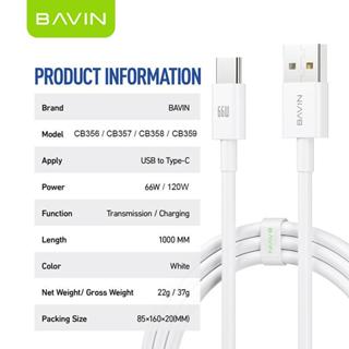 BAVIN U-CB356-C 66W Fast Charging Data Cable Support Data Transfer Compatible for USB to TYPE-C