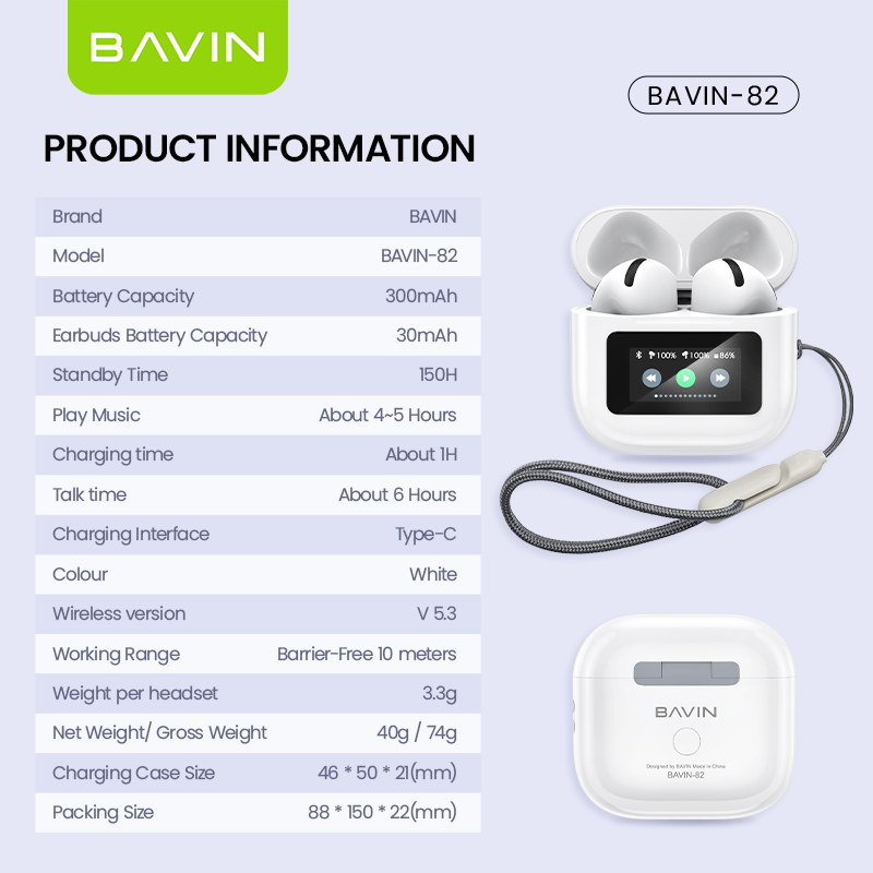 BAVIN HB-BA-82 Smart Wireless Earphones