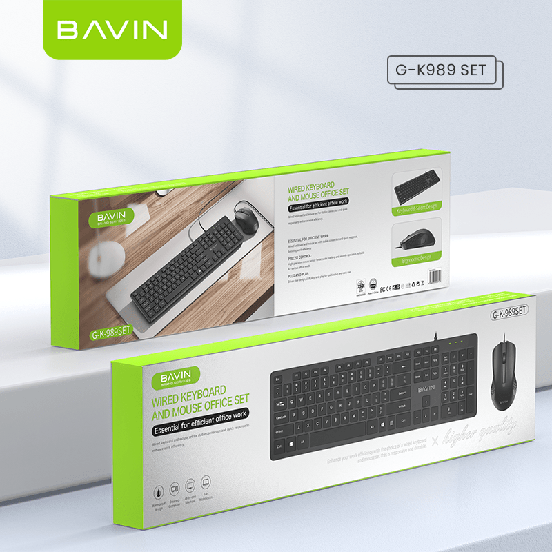 BAVIN G-K-989 Wired Keyboard & Mouse Set / Computer & Laptop Compatible