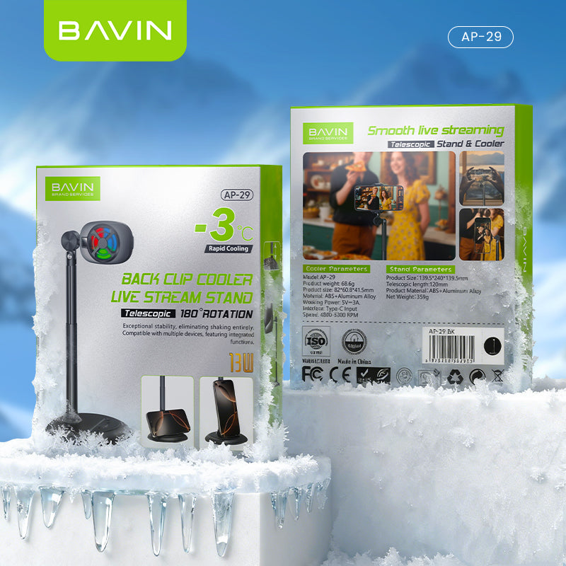 【Christmas Gift】BAVIN BF017 Magnetic Portable Handheld Fan w/Desktop Phone Stand+6000RPM Strong Wind