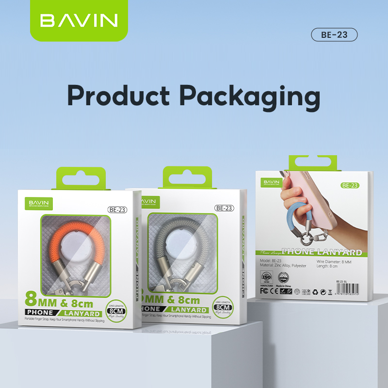 BAVIN BE23 Portable Multi-Purpose 8cm Finger Strap Braided Phone Lanyard For Keychain & TWS Earbuds