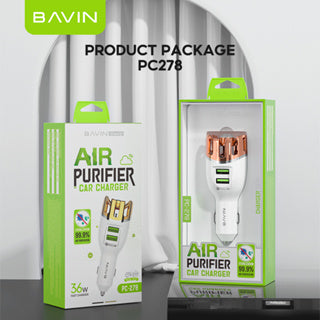 BAVIN C-C-PC278 Qualcomm 3.0 Car Charger w/ Air Purifier & Fast Charge