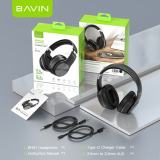 BAVIN HB-BH51 Bluetooth Wireless Earphones w/Stereo Sound Noise Reduction Built-In Mic & TF Card Compatibility