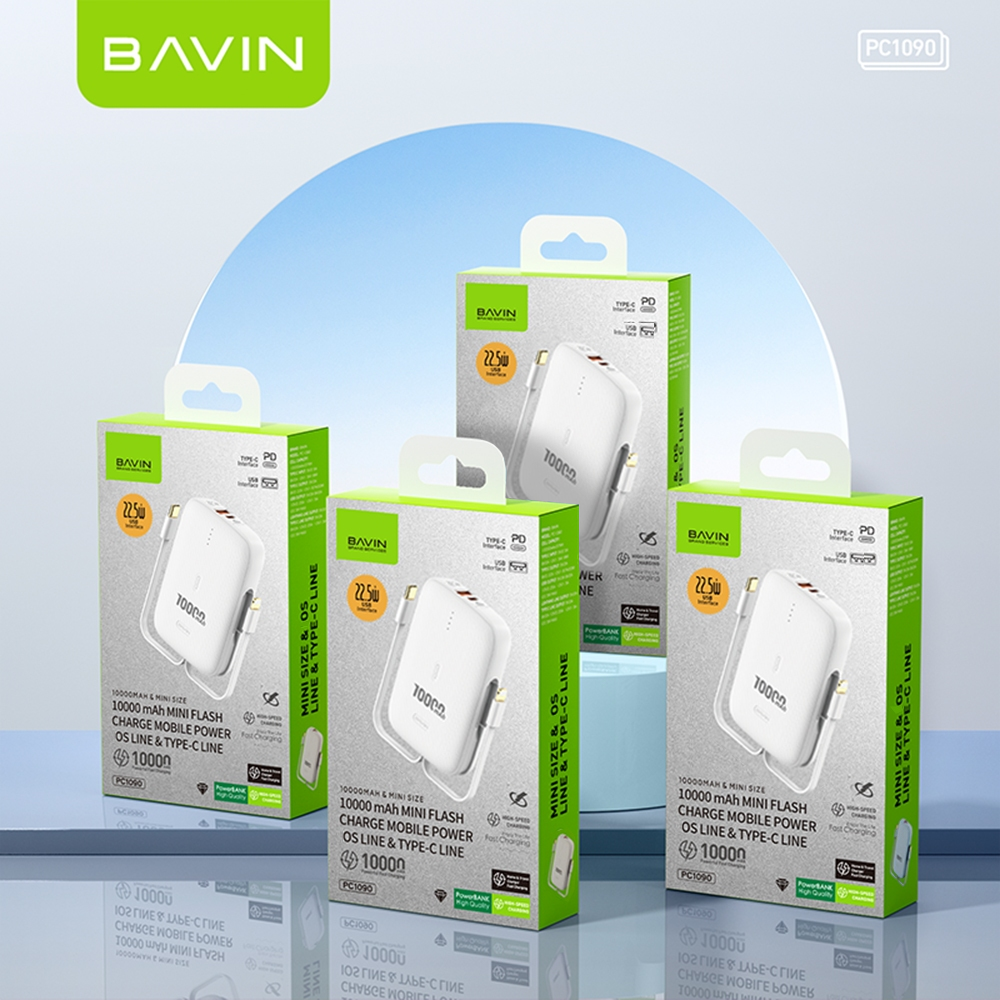 BAVIN Y-PC1090 10000mAh Mini Powerbank w/ Bidirectional Charging Cable