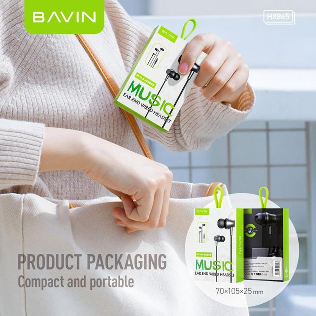 BAVIN H-3.5-HX865 HiFi 3.5mm Wired Earphones w/ Mic & Magnetic Design