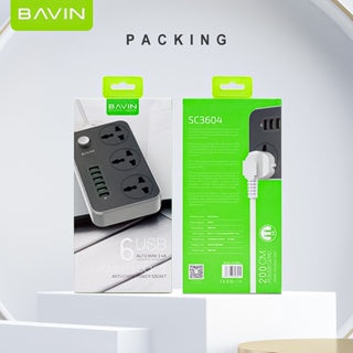BAVIN C-S-3604 Universal Power Hub w/ 3 Outlets & 6 USB Fast Charging Ports