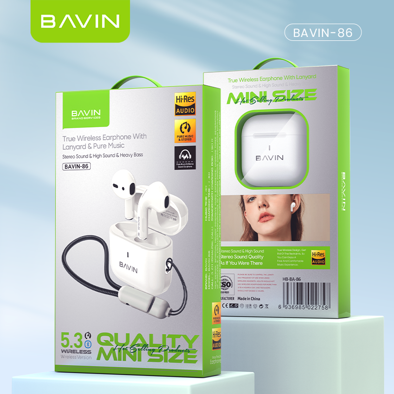 BAVIN BA86 Wireless Bluetooth Earbuds w/ Hi-Fi Sound & Smart Touch Controls