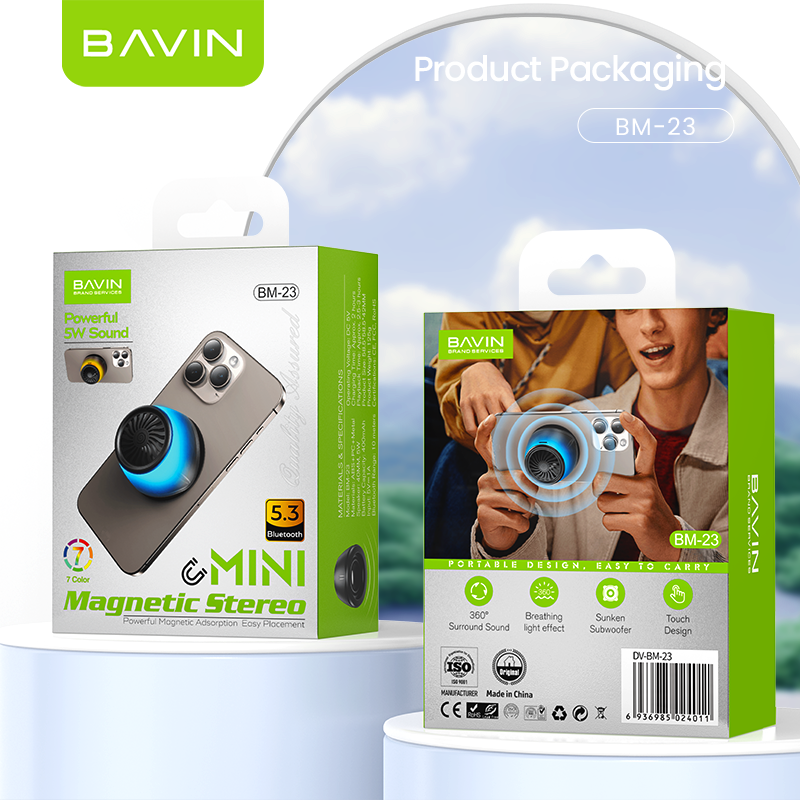 【Christmas Gift】BAVIN BM23 Mini Portable Magnetic Bluetooth Speaker with RGB Light & Phone Stand