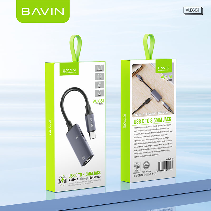 BAVIN H-C-AUX51 USB-C Audio & Charger Adapter Splitter