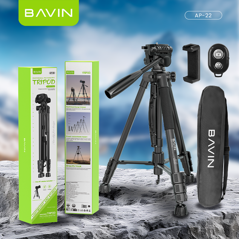 BAVIN D-Z-P22 Camera Aluminum for DSLR Tripod Stand for Smartphones Lightweight w/ Bluetooth Remote