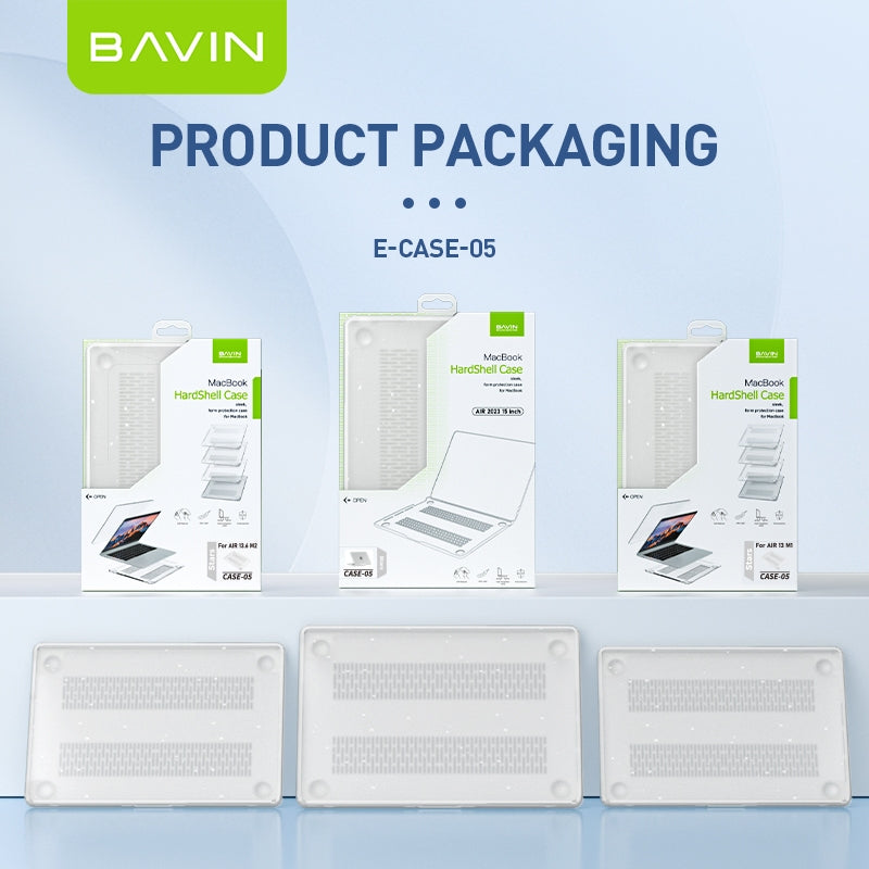 BAVIN E-C05 Transparent Glitter Laptop Case w/ Free Keyboard Protection Suitable for 15-inch Laptop/Air