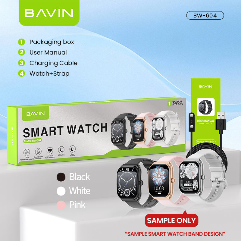 BAVIN BW604 Smart Watch 2.01" Display, Bluetooth Calling, Fitness & Sports Modes, Health Tracking Compatible for Smartphones