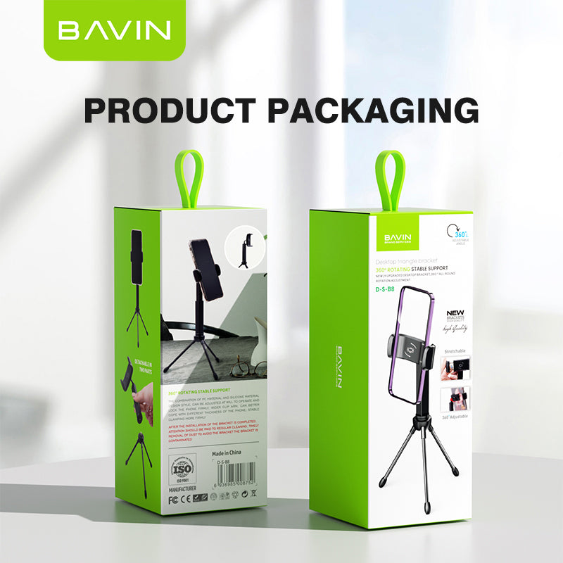 BAVIN D-S-B8 Phone Tripod Adjustable Angle Tripod Foldable Stable Phone Holder Stand