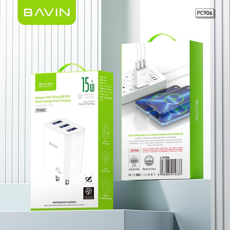 BAVIN C-PC906 15W Travel Charger w/ 3 USB Outputs