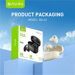 BAVIN HB-BA-63 HiFi Open-Ear TWS Bluetooth Earbuds w/ Long Battery Life & Built-In Microphone