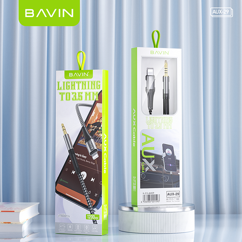 BAVIN H-3.5-AUX29 iPh to 3.5mm Audio Cable for Stereo Sound, Mic & Devices