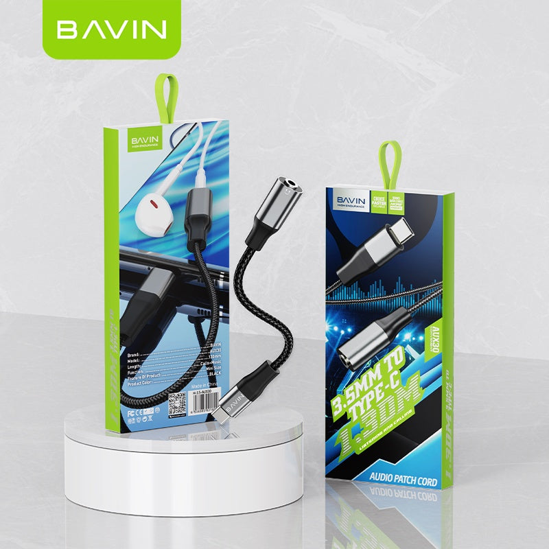 BAVIN H-3.5-AUX30 Type-C to 3.5mm Audio Adapter Cable Nylon Braided