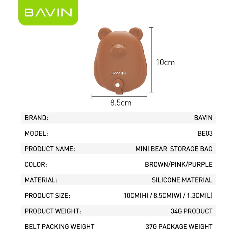 BAVIN G-HX857 Mini Bear Cable & Earphone Organizer w/ Gift Bag