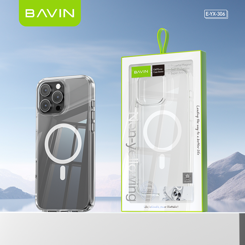 BAVIN YX306 Magnetic Clear Phone Case Shockproof Non-Yellowing Compatible for iPh 13 / 14 / 15 / 16 / 17 Pro Max Series