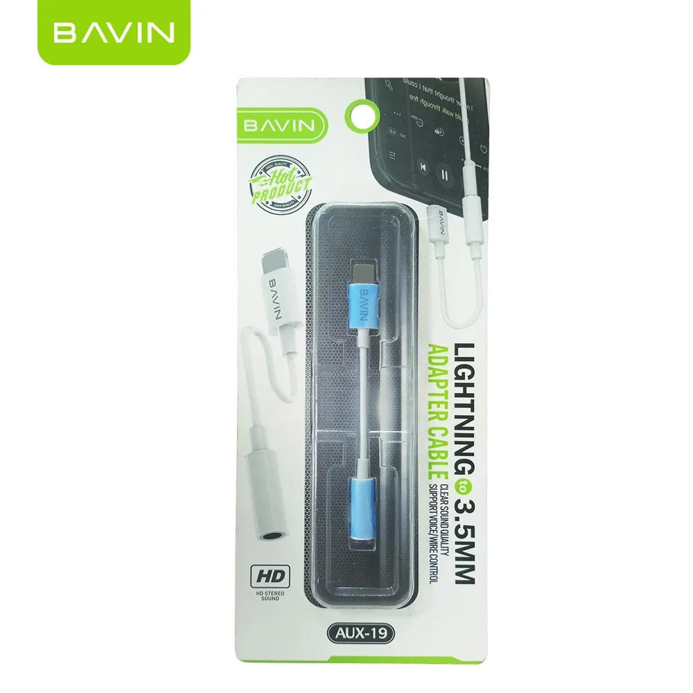 BAVIN H-3.5-AUX19 Splitter Adapter Cable for iPhone to 3.5mm w/ Voice & Wire Control