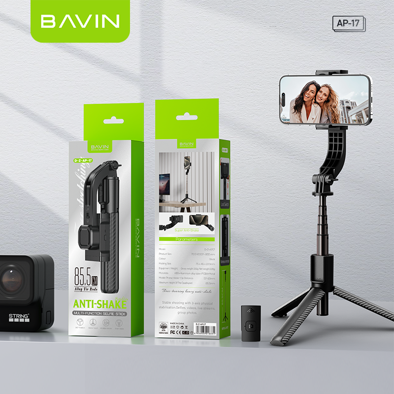 BAVIN D-Z-P17 Anti-Shake Selfie Stick Tripod w/ Wireless Remote