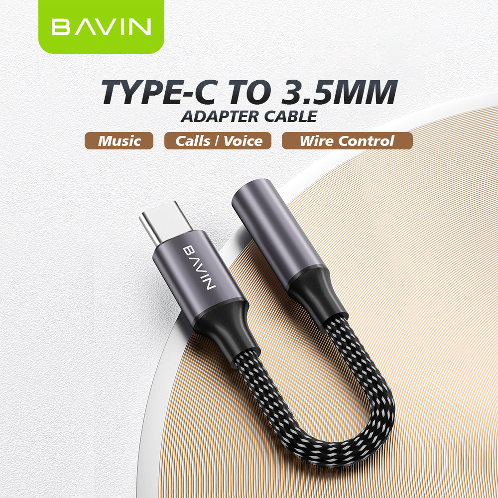 BAVIN AUX35 / AUX36 Earphone Adapter iPhone to 3.5mm & Type-C to 3.5mm | Fast Audio, Music & Calls (Bluetooth Required)