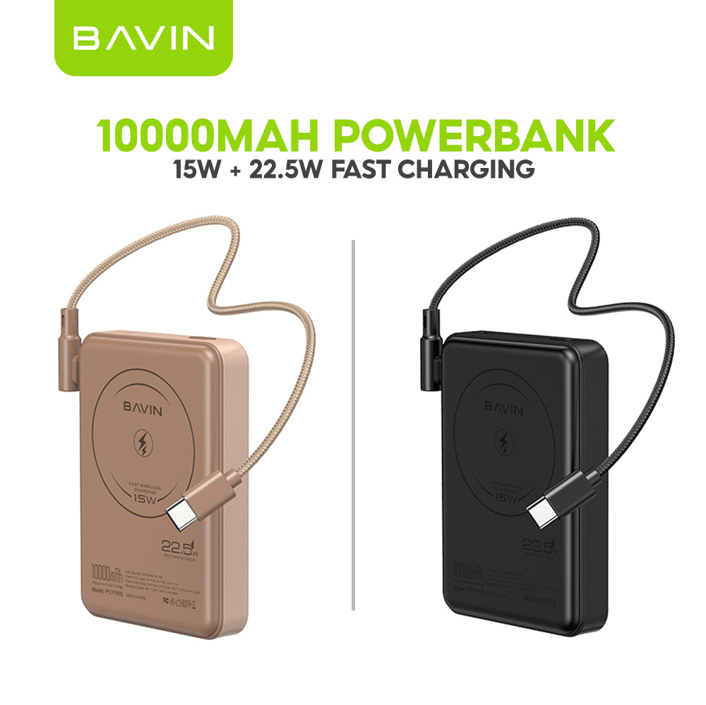 BAVIN Y-PC1189 5000mAh / 10000mAh Portable Magnetic Wireless Powerbank w/ Foldable Stand & 22.5W Fast Charging Data Cable