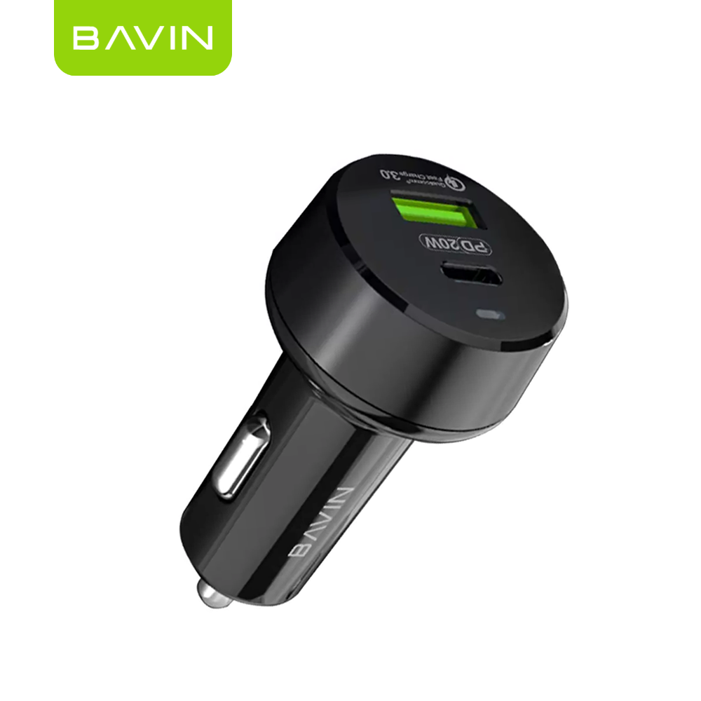 BAVIN PC309 20W Qualcomm 3.0 + 18W Pd Fast Charging Car Charger Dual Port Suitable for iPhone 16 Series