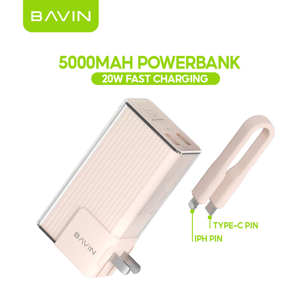 BAVIN Y-PC1100 10000mAh 2-in-1 Power Bank w/ Built-In Plug
