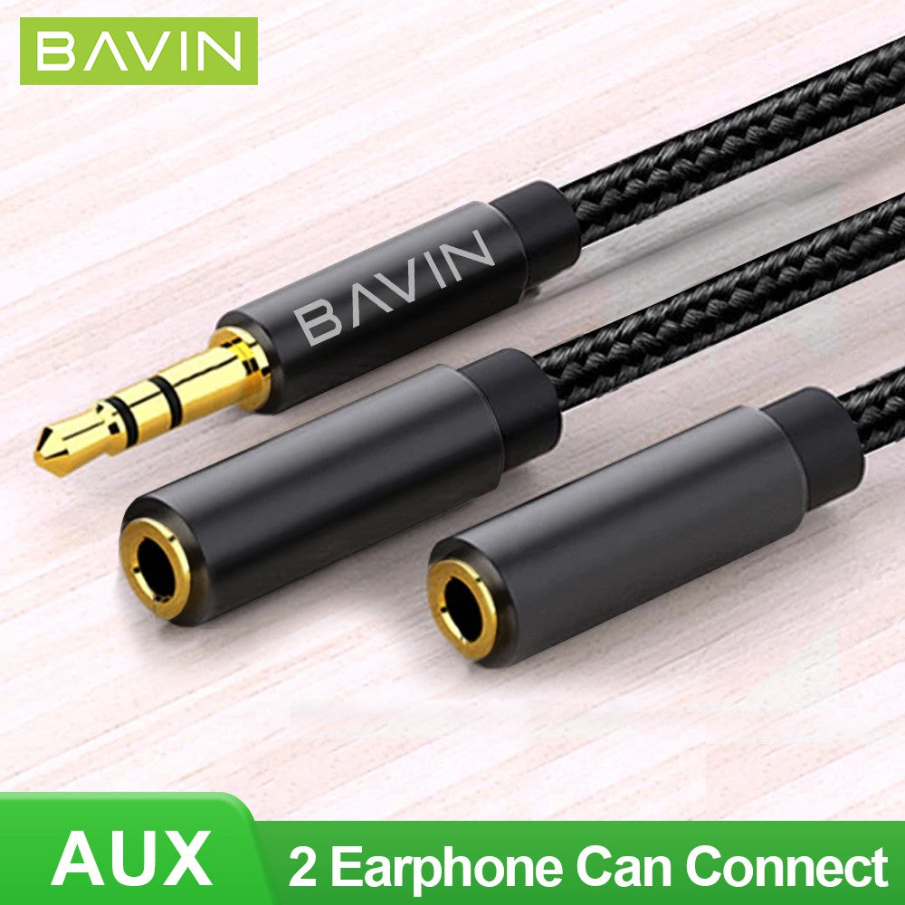 BAVIN H-3.5-AUX20 3.5mm Audio Splitter Cable 25cm w/ 1 Input & 2 Outputs