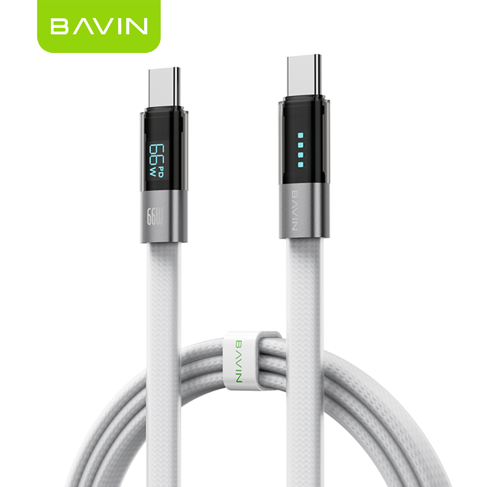 BAVIN CB431 66W PD Fast Charging 1M Braided Data Cable USB to Type-C & Type-C to Type-C w/ LED Display