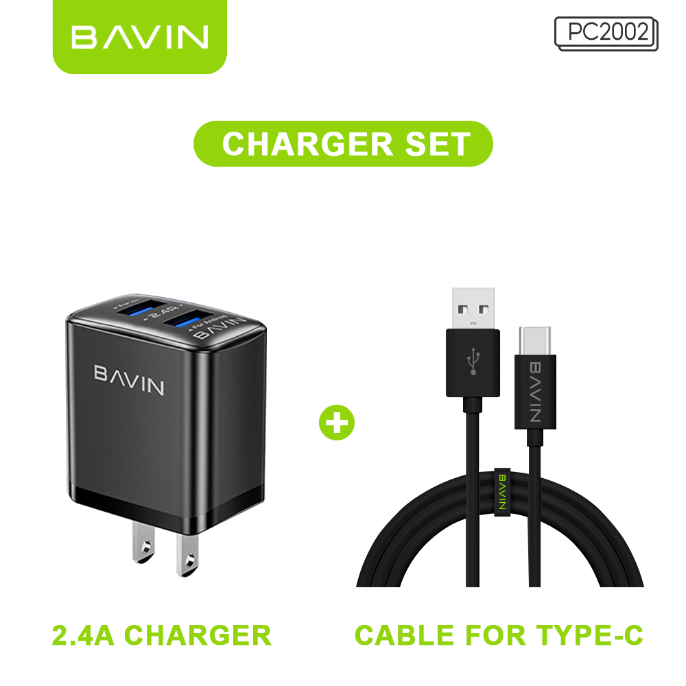 BAVIN C-PC2002-XX 12W Fast Charging Wall AC Adapter Dual USB Ports 2.4A