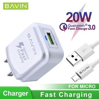 BAVIN C-PC635-XX QC3.0 20W Fast Charger w/ 1m Charging Cable