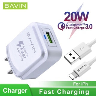 BAVIN C-PC635-XX QC3.0 20W Fast Charger w/ 1m Charging Cable