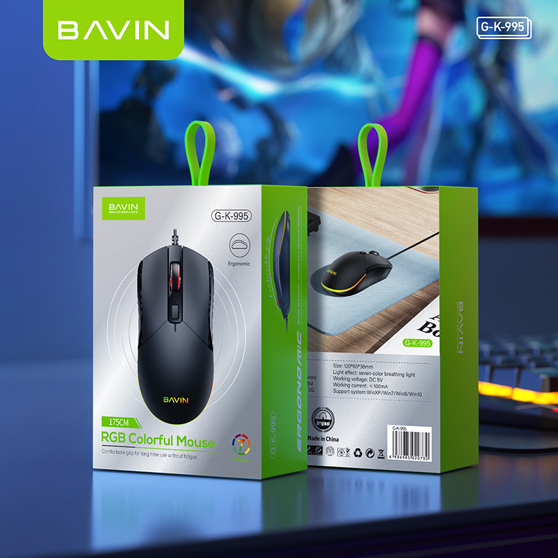 BAVIN G-K-995 Ergonomic Wired RGB Gaming Mouse
