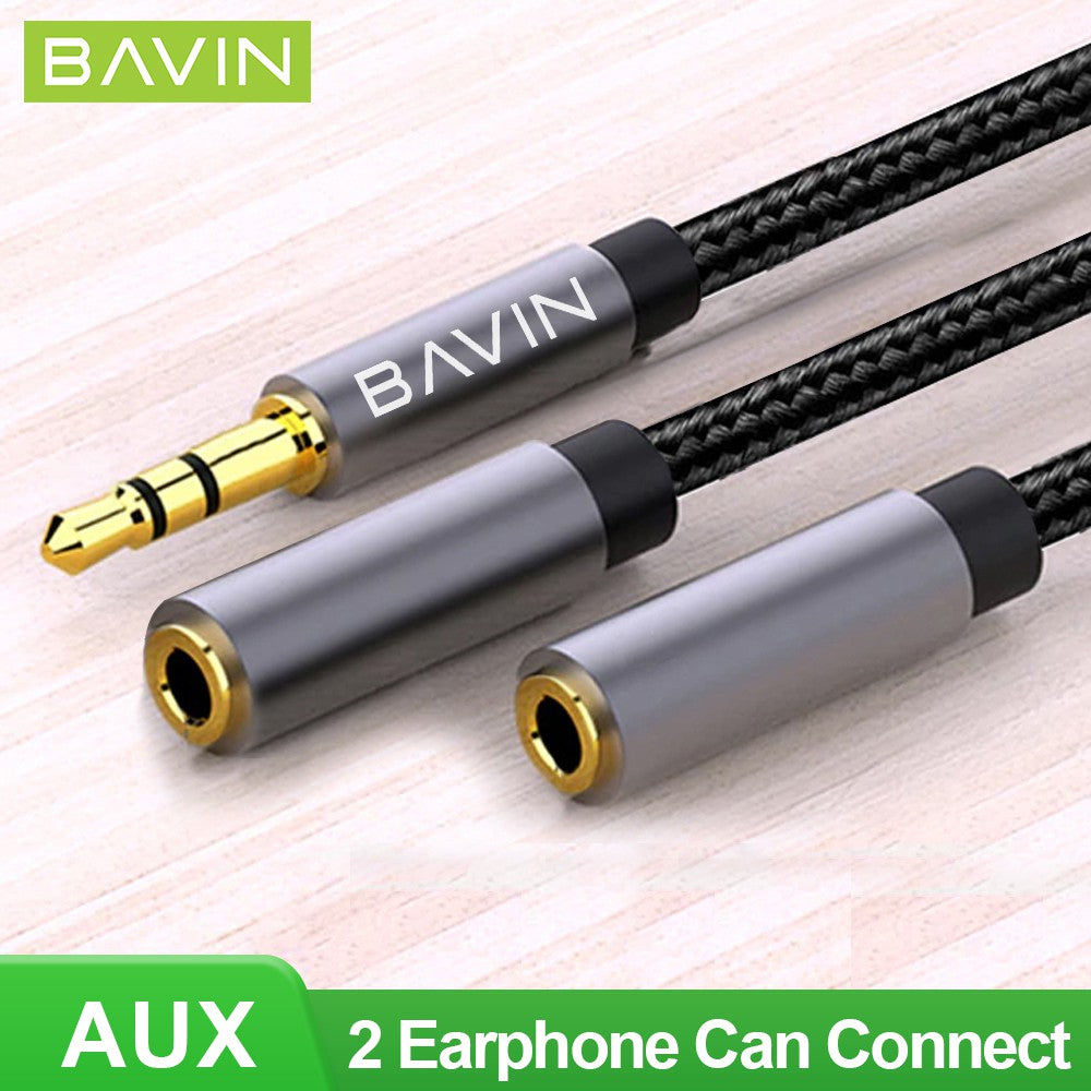 BAVIN H-3.5-AUX20 3.5mm Audio Splitter Cable 25cm w/ 1 Input & 2 Outputs