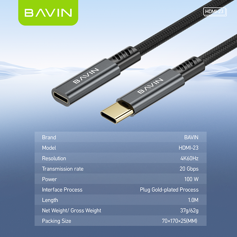 BAVIN HD23 4K60Hz Ultra HD 100W Fast Charging Data Transfer 20Gbps for HDMI to Type-C Cable