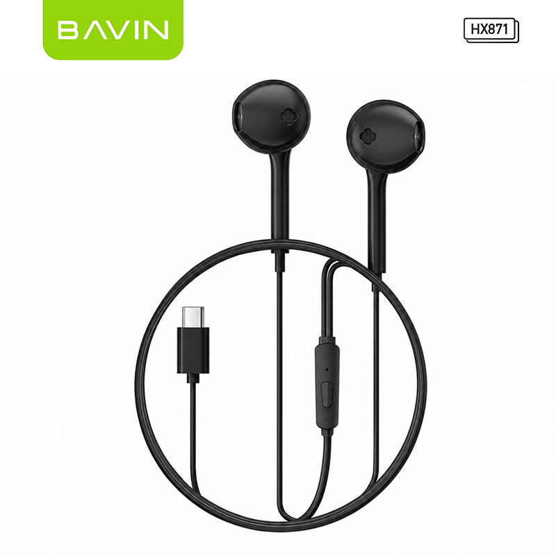 BAVIN HX871 / HX875 Hi-Fi Wired Earphone Stereo Sound Quality Music Compatible for 3.5mm / Type-C