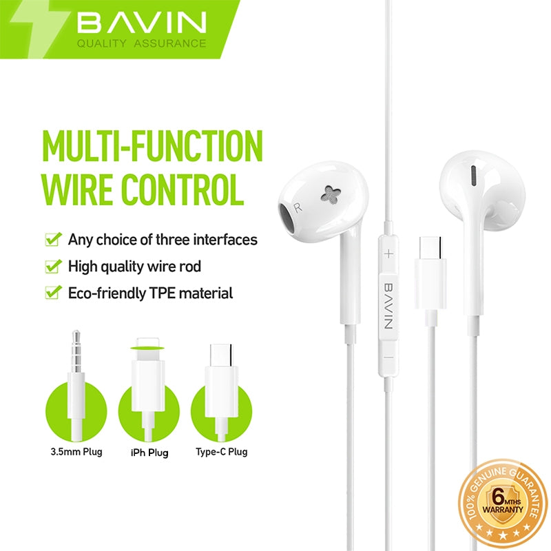 BAVIN HX856-XX HiFi Wired Earphones w/ Mic & Controller