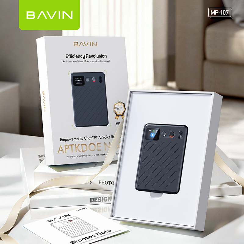 BAVIN MP107 BAVIN AI Smart Recorder w/ Real-Time Translation, Call Recording, AI Transcription