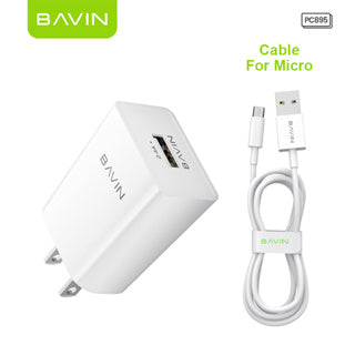 BAVIN C-PC910 2.4A USB Wall Charger w/ 1m Cable