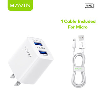 BAVIN C-PC910 2.4A USB Wall Charger w/ 1m Cable