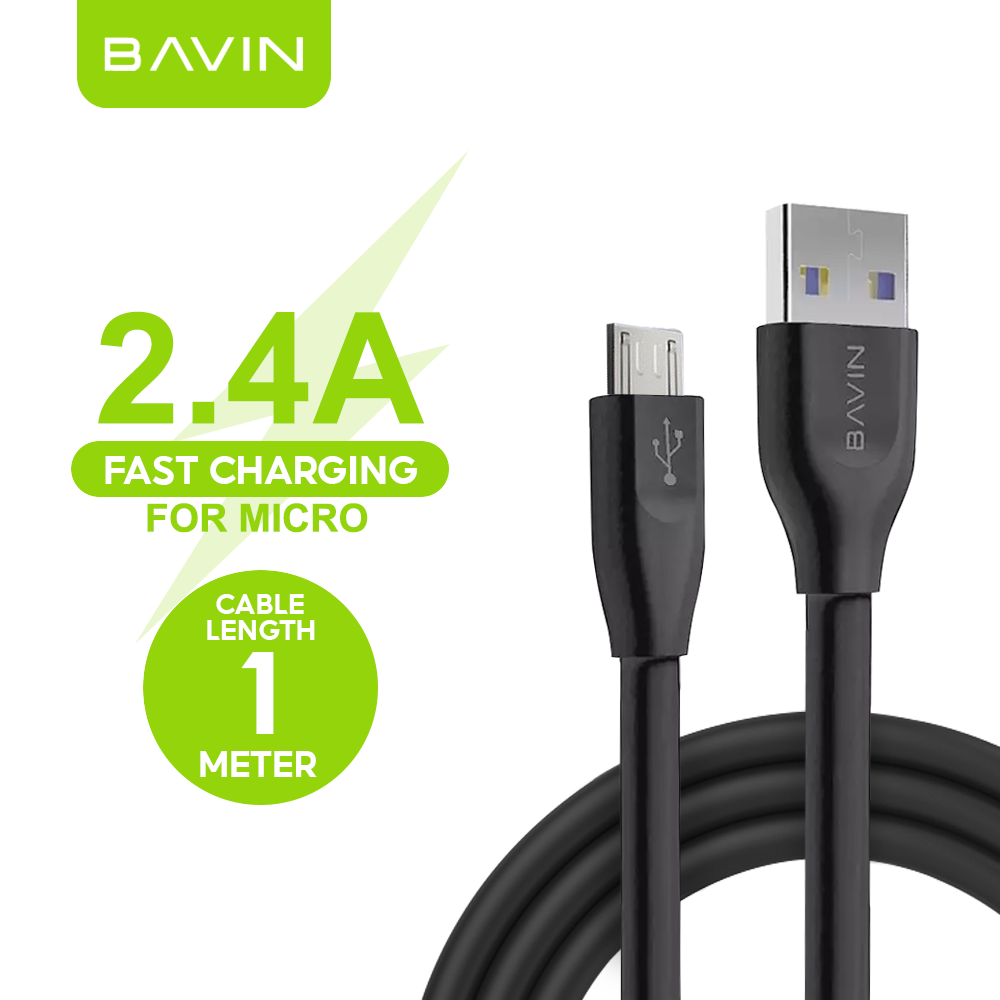 BAVIN CB185 2.4A Soft Silicone USB Fast Charging Data Cable 1 Meter Suitable for Micro / iPhone /Type-C