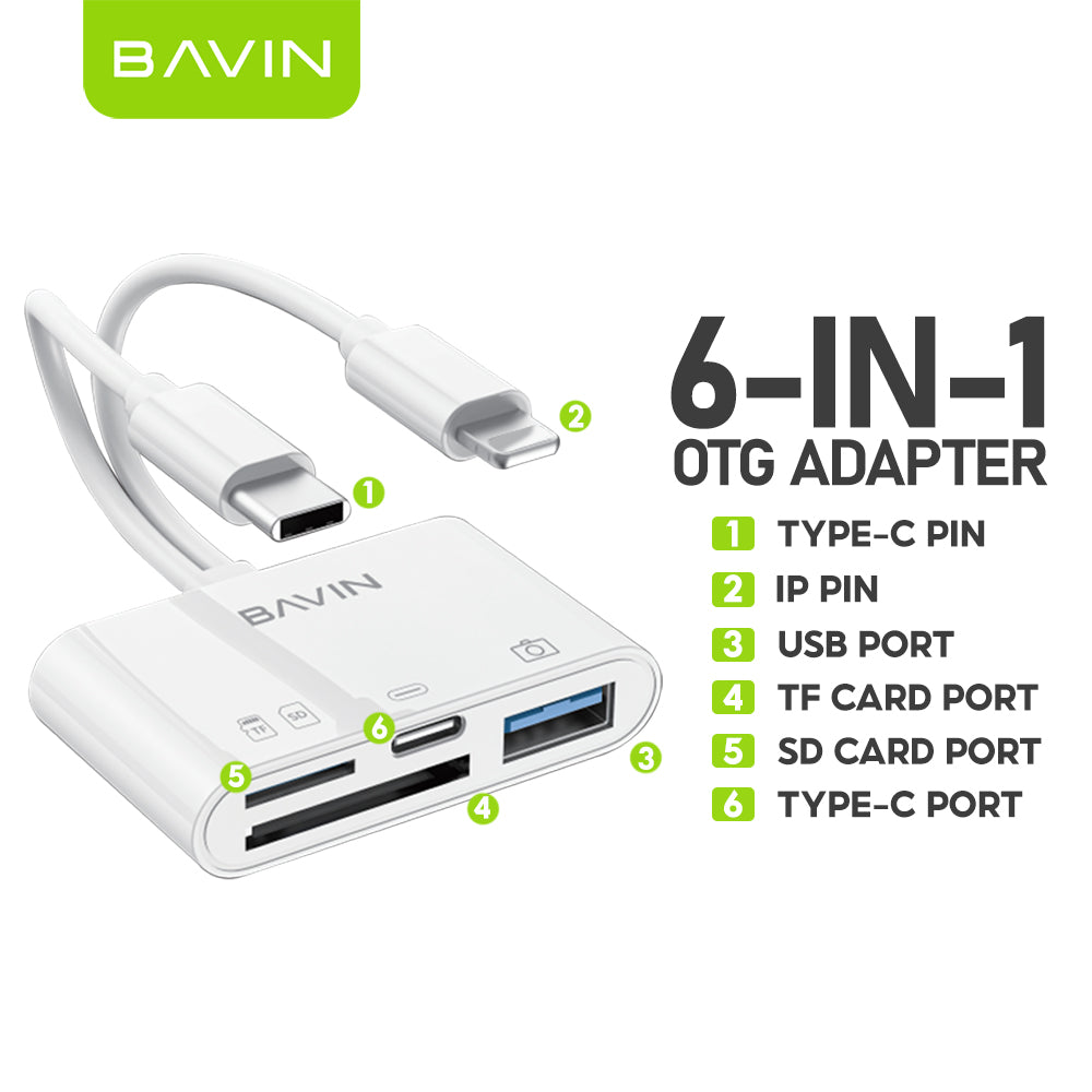 BAVIN U-O-29 3-in-1 OTG Card Reader Type-C to TF/SD + USB