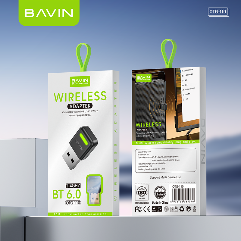 BAVIN O110 Bluetooth 6.0 OTG Adapter Receiver & Transmitter for Headphone/Speaker/Keyboard/Mouse