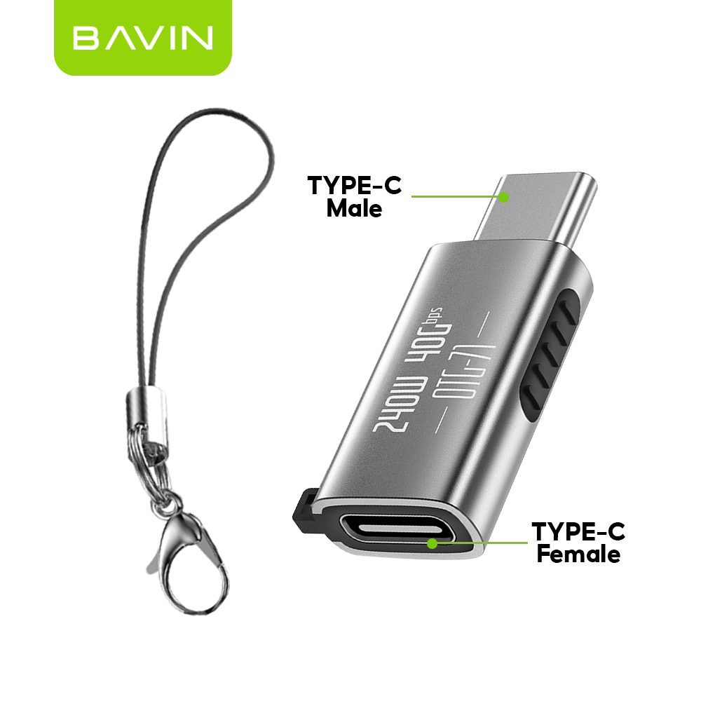 BAVIN O72 240W USB 4.0 Type C Adapter OTG 40Gbps Fast Data Transfer w/ 90° Degree Angled Connector