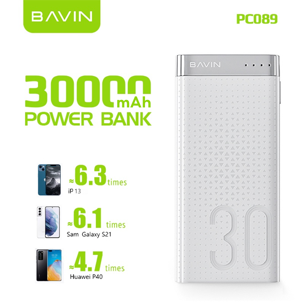 BAVIN PC089 30000mAh Large Capacity Powerbank w/ Flashlight / Micro & Type-C Input / 2x USB Output