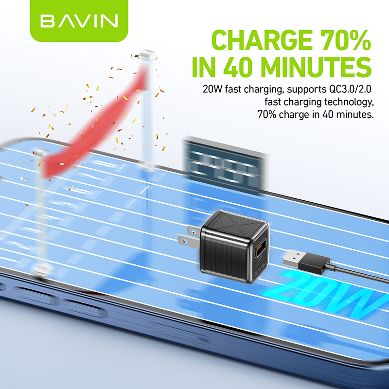 BAVIN C-PC967 20W Mini Fast Charger w/ Intelligent Chip for iPhone 16 & Android
