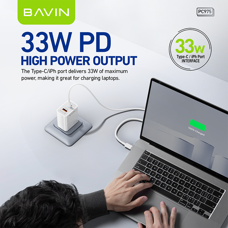 BAVIN C-PC975-CC 33W Fast Charger w/ USB-C, QC3.0 & iPhone Ports